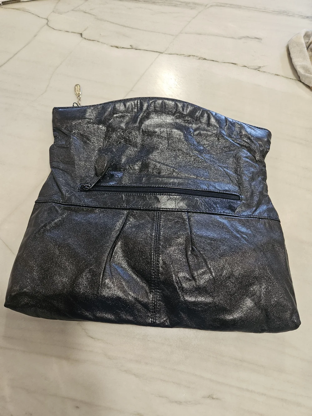 Vintage 1980s Hi-Bags Black Leather Fold-Over Clutch - Made in Korea